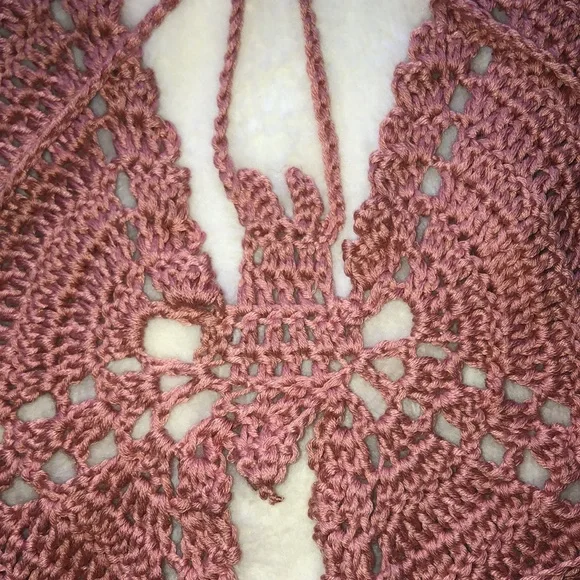 Handmade crochet butterfly top w/ ties - Picture 3 of 6